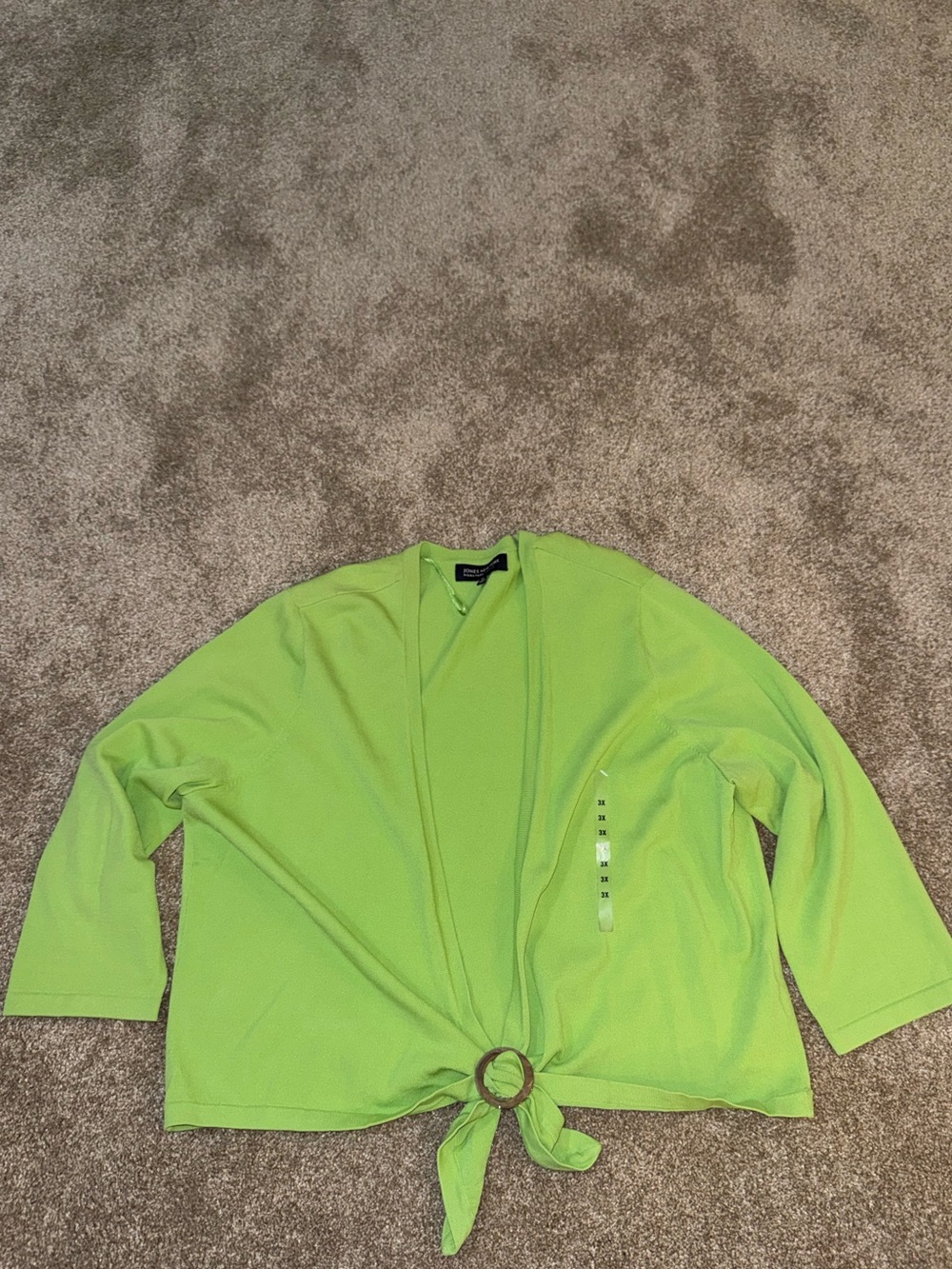 Jones New York Lime Green Tie-Front Cardigan